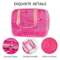 TotePrint sac cosmétique étoile rose, fermeture éclair fluide et sécurisée.