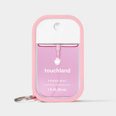 Touchland Hand Mist Case Trio Rose Bubblegum — avant, accessoire coloré et pratique.