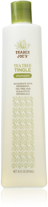 Trader Joe's Shampoing Arbre à Thé et Menthe, bouteille rafraîchissante et hydratante.