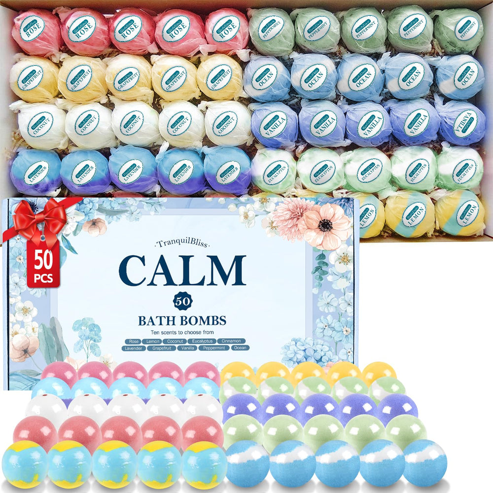 TranquilBliss ensemble bombes bain 50 pièces dans une boîte cadeau