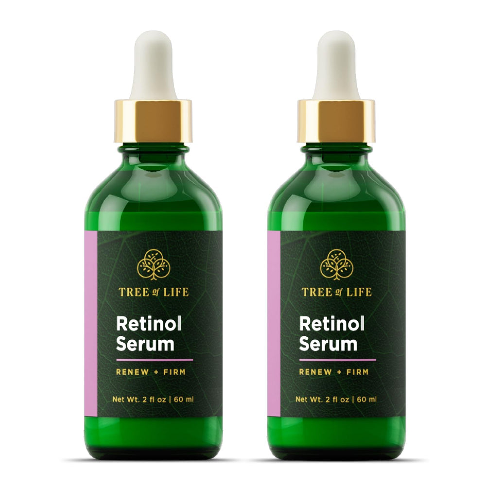 Tree of Life Beauty sérum retinol visage – bouteille élégante pour peau plus lisse et lumineuse.
