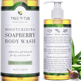 Tree to Tub gel douche menthe bouteille, hydratation douce adaptée aux peaux sensibles.