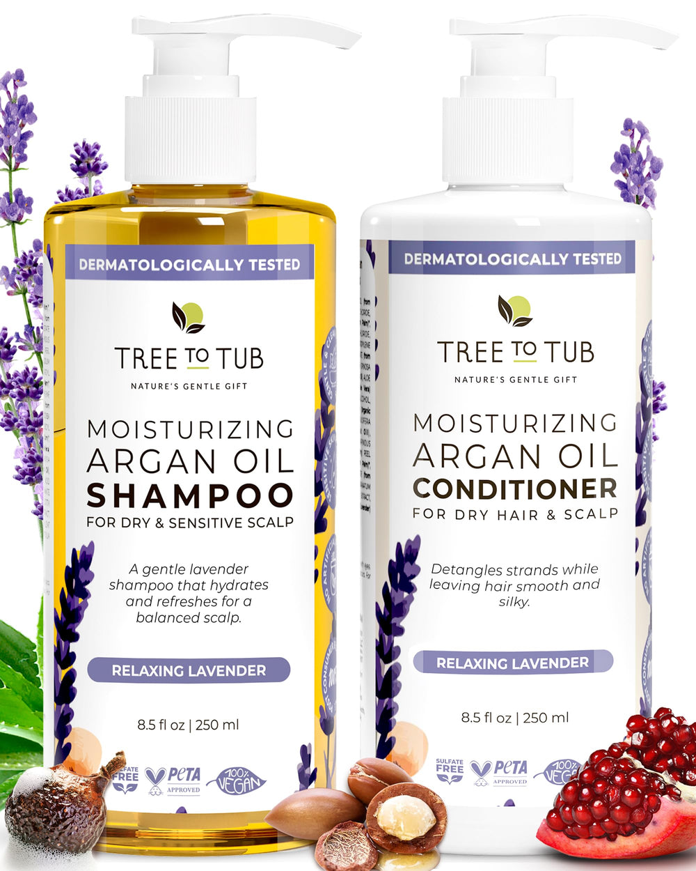 Tree To Tub Shampoing Lavande en bouteille, hydrate les cheveux secs en douceur.