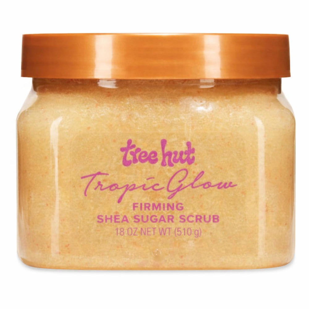 Gommage Tree Hut Tropic Glow au sucre et karité — exfoliation douce pour peau lisse.