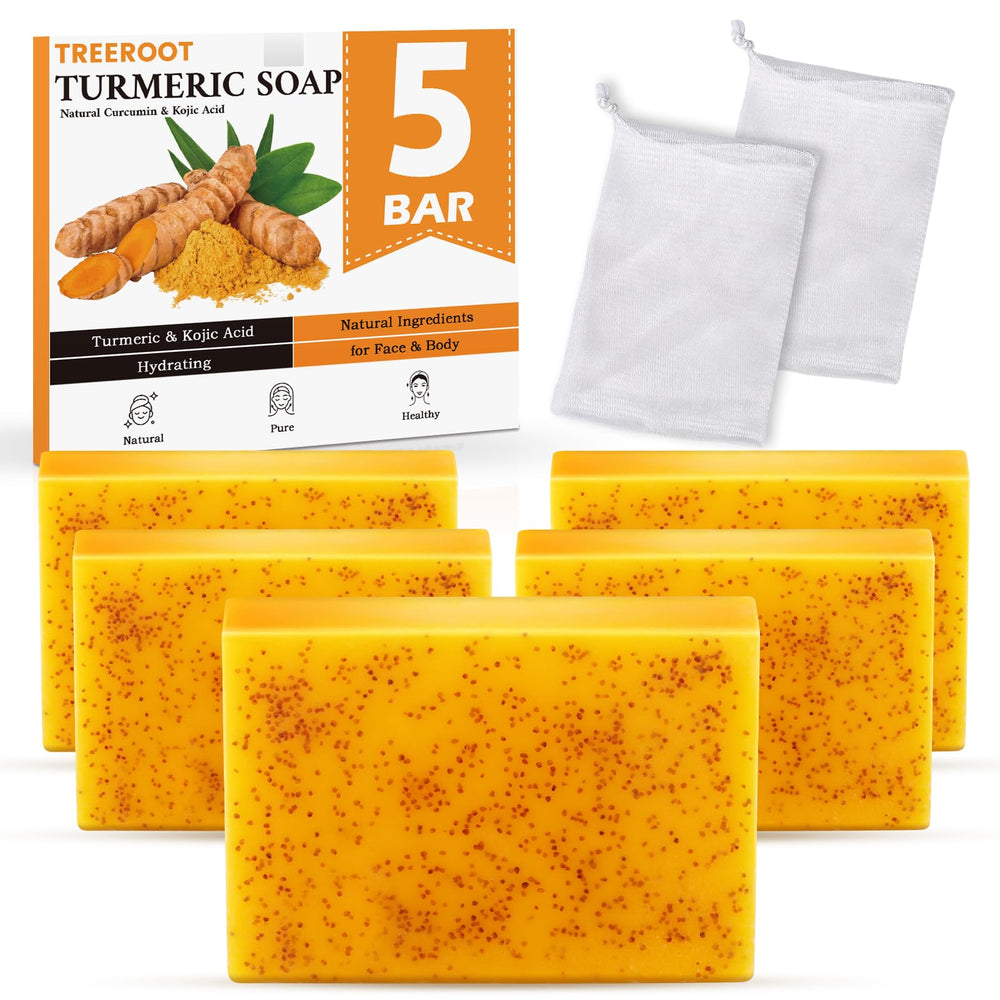 Treeroot pack savon turmeric 80g: nettoyage en douceur pour visage et corps.