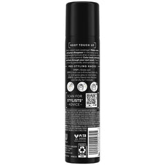 Usage rapide du spray TRESemmé pour racines brun foncé en voyage.