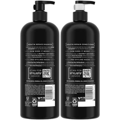 Après-shampooing Keratin Repair de Tresemmé, flacon assorti et douceur sans lourdeur.