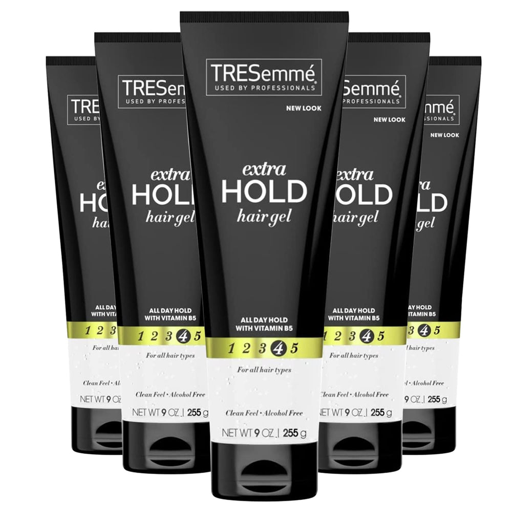 Gel Tresemmé vitamine B en bouteille affichant volume et brillance potentiels.