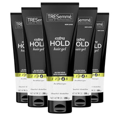 Gel Tresemmé vitamine B en bouteille affichant volume et brillance potentiels.