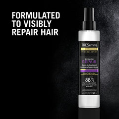 TRESemmé Keratin Repair Leave-In on damp hair for easy detangling and control.