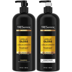 Shampoing TRESemmé Lamellar Gloss, flacon élégant pour cheveux lisses et brillants