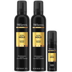 Mousse extrahold TRESemmé sur deux bouteilles, tenue longue durée.