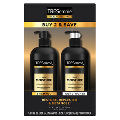 Tresemmé Rich Moisture Après-shampoing en flacon, cheveux hydratés et souples.