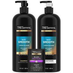 Coffret TRESemmé avec shampoing et après-shampoing, résultat cheveux lisses et soyeux