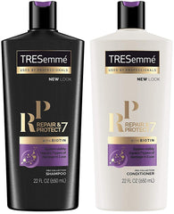 Shampoing Biotin TRESemmé en flacon, nettoie et répare en douceur.