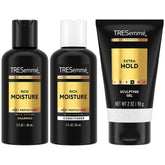 Shampoing voyage TRESemmé, bouteille compacte pour hydratation rapide en déplacement.