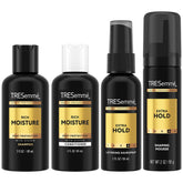 Shampoing de voyage TRESemmé, flacon 3 oz pour cheveux propres en déplacement.