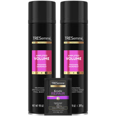 Bouteille TRESemmé Total Volume Fixatif capillaire pour volume durable et tenue légère.