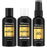 Shampoing TRESemmé de voyage en bouteille mini, démêlage rapide en déplacement.
