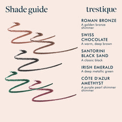 TRE'STIQUE Eyeliner rich pigment swatch demonstrating transfer-resistant formula.