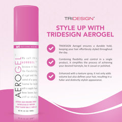 TRIDESIGN Fixatif Aérogel – Brillance durable et coiffage soutenu toute la journée.