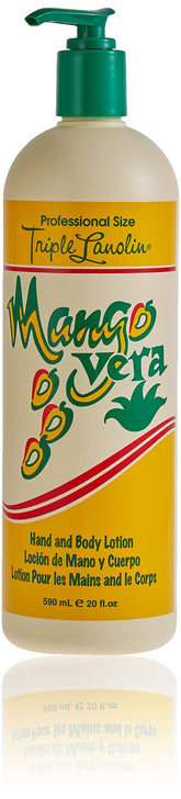 Triple Lanolin Mango Vera Lotion main et corps, hydratation douce et non grasse.
