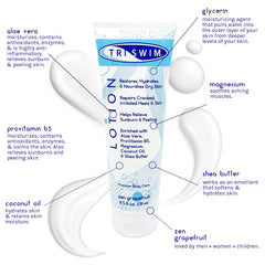 TRISWIM Lotion apaisante : peau sèche retrouvant confort après exposition chlore