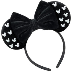 Bandeau Trnerm avec oreilles souris noir floconné, parfait pour cosplay.