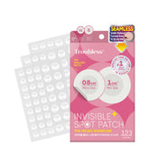 Pansement Troubless Invisible+ patch 0,8 cm en application visage, discret et précis.