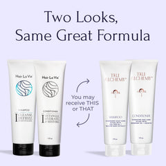 Duo shampooing et après-shampooing Tru Alchemy prêt pour une routine pratique.