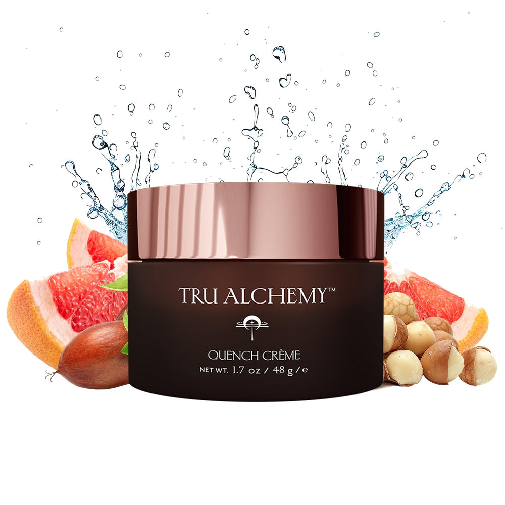Tru Alchemy Quench Crème – bouteille prête à l'hydratation quotidienne.