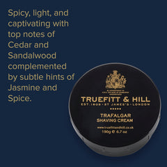 Truefitt et Hill Trafalgar crème de rasage, application facile prépare poils et peau.