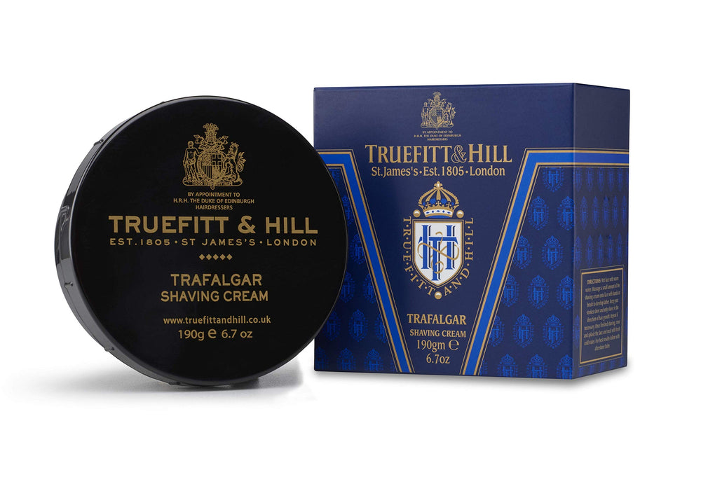 Truefitt et Hill Trafalgar crème de rasage en bol 190 g, base riche pour rasage précis.