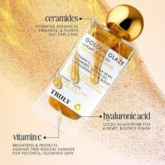 Truly lueur dorée huile corps : hyaluronique pour peau plus lisse.