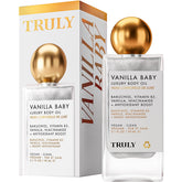 Huile corps Truly Vanilla Baby en flacon, hydratation intense et éclat satin.