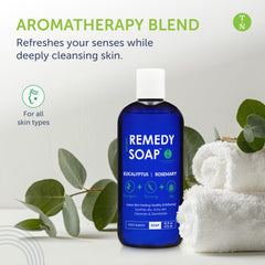 Truremedy Naturals mousse-douche eucalyptus-rosmarin, nettoyage doux et revitalisant.