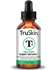 TruSkin sérum arbre-a-te bouteille; application précise pour pores nets.