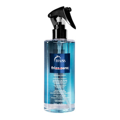 Bouteille TRUSS Frizz Zero prête à démêler et briller les cheveux.