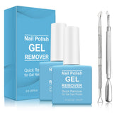 Tudiqe 2-pack gel remover bottles for quick, foil-free removal