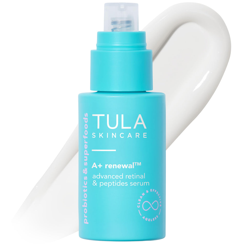 Sérum TULA Renewal Retinal + Peptides, flacon pompe pour appli nocturne