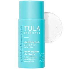 Tonique clarifiant TULA mini flacon, idéal pour le voyage et les soins quotidiens.