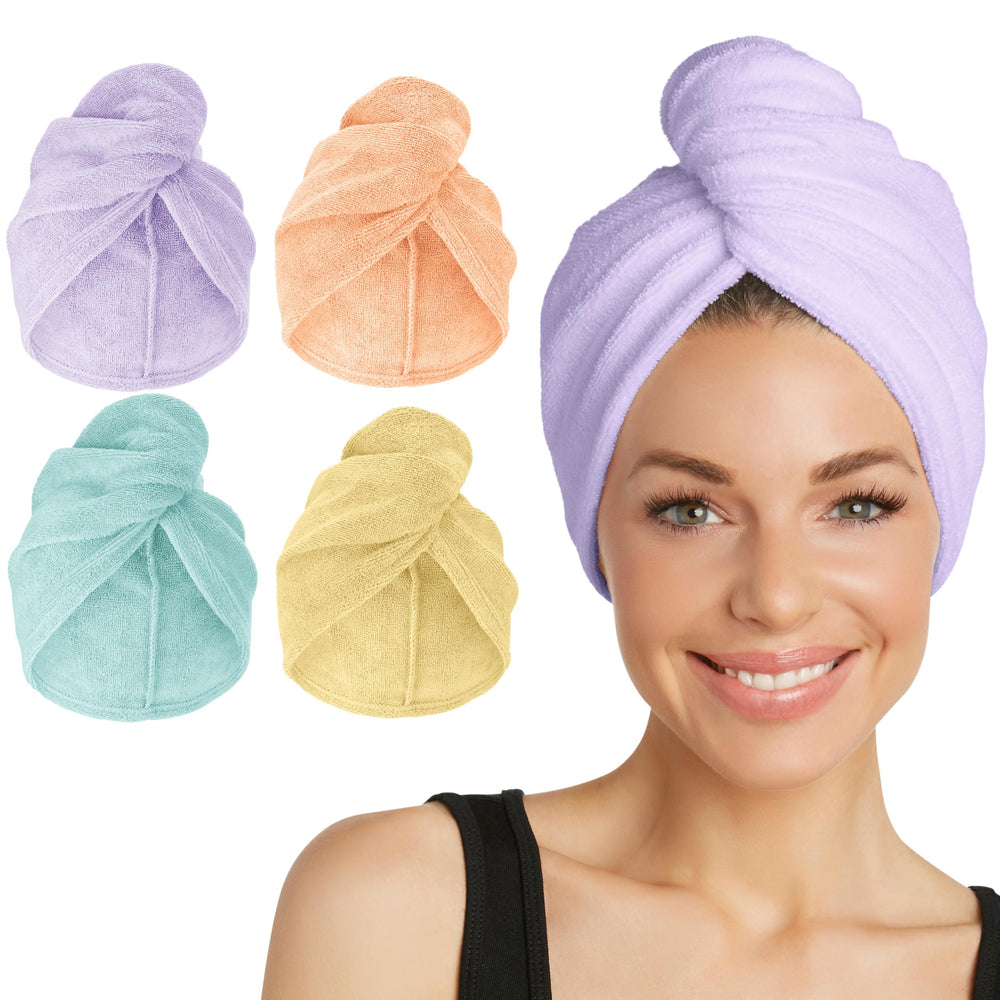 Turbie Twist ensemble de quatre serviettes microfibre pour cheveux absorbantes