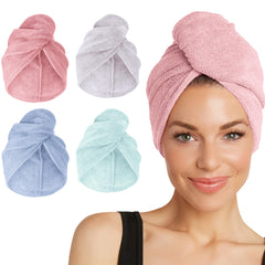 Turbie Twist: essuie-cheveux microfibre rose pour un séchage rapide et doux.