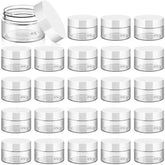 TUZAZO pot plastique clair 1oz avec couvercle blanc, idéal pour échantillons.