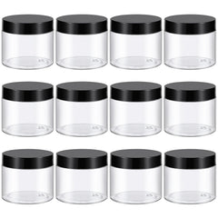 TUZAZO ensemble de 36 contenants plastique 6oz avec couvercles noirs pour rangement cosmétique
