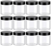 Pot TUZAZO en plastique transparent 4oz avec couvercle noir, idéal pour cosmétiques nomades.