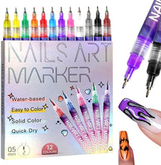 TWBBQ stylo art ongles 12 couleurs – pour des designs nets et précis.