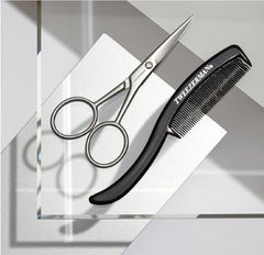 Tweezerman G.E.A.R. Ciseaux moustache – acier inoxydable durable et facile à nettoyer.