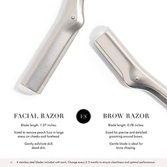 Tweezerman rasoir visage inox, capuchon de protection évite les coupures après usage.