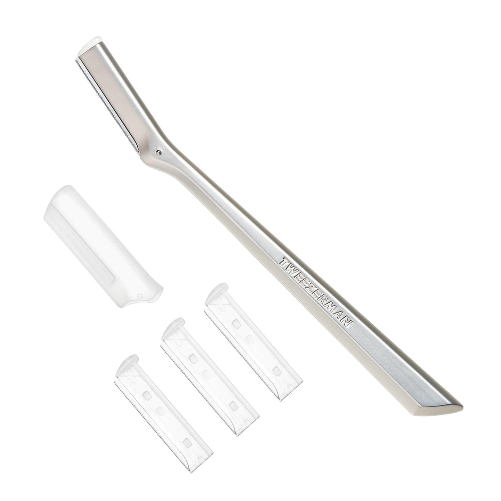 Tweezerman rasoir visage inox, lame fine, élimination délicate du duvet.